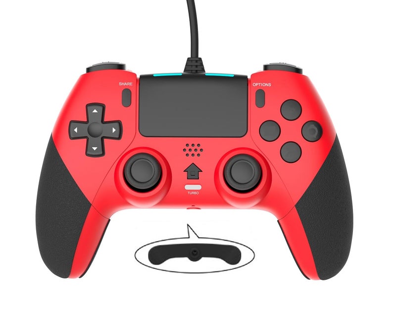GAMFAMI Wired Controller Gamepad for Playstation 4 with Advanced Programming Buttons Dual Vibration Shock Joystick Gamepad for PS4/PS4 Slim/PS4 Pro and PC (Red) - Image 1